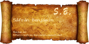 Sáfrán Benjámin névjegykártya